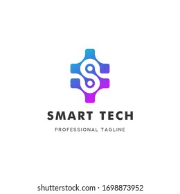 Letter S Smart Tech Logo Vector Icon Template