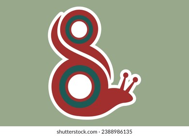Letter S snail vector logo sticker design. Modern design. Snail logo. Sticker vector illustration.