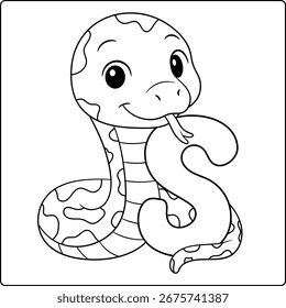 Letra S con serpiente dibujo educativo para colorear para niños