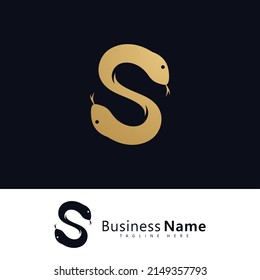 Buchstabe S mit Schlangen-Logo-Vektorgrafik, Logo-Design für einfachen Eleganten Buchstaben S