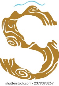Letter S Snow on Wood Font Vector