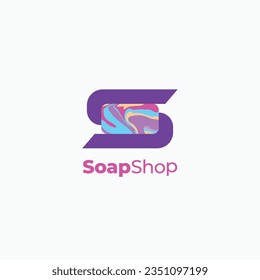 Letter S with soap bar logo design vector icon illustration