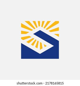 letter S solar logo. house sunray logo. solar panel system logo. house light logo