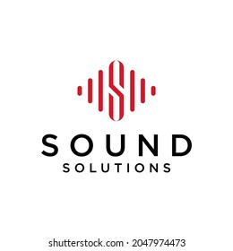 Letter S with sound solutions logo design template