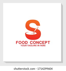 letter S and soup logo design template vector, restaurant, food concept logo template