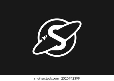 Letter S space, rocket logo design vector