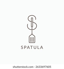 Letra S com espátula design de logotipo de esboço de arte de linha simples. S monograma restaurante cozinha símbolo comercial ícone do logotipo