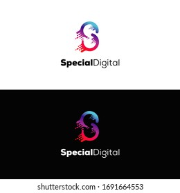 letter S for special digital logo design unique colourfull