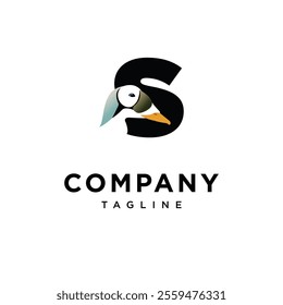 Letter S Spectacled Eider Logo Icon Vector