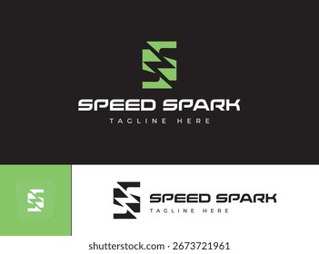 Letter S Speed Spark Lightning Logo Moderne futuristische Markenidentität