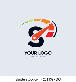 Logo-Design-Vektorsymbol des Buchstaben S Speedometer 