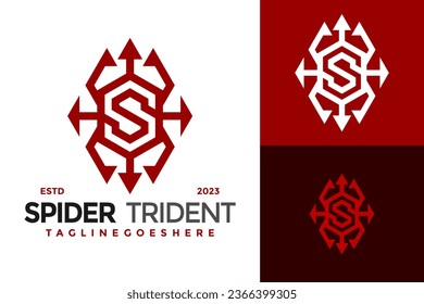 Letra S Spider Trident Logo diseño símbolo vector ilustración icono