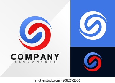 Plantilla de ilustración del vector de diseño del logotipo de giro de la letra S