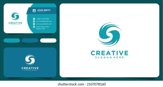 Letter S spiral logo design inspiration with blue color. logo design, icon and business card template.