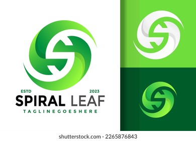 Letter S Spiral Nature Leaf Monogram Initials Circular Logo