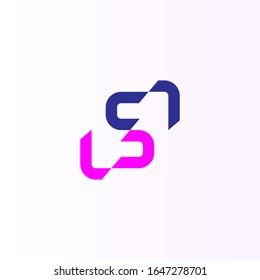 The letter s  split in two vector logo