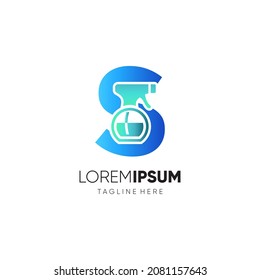 Letter S Spray Bottle Logo Design Vector Icon Graphic Emblem Illustration Background Template