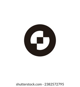 Letter S square circle, unique geometric symbol simple logo vector