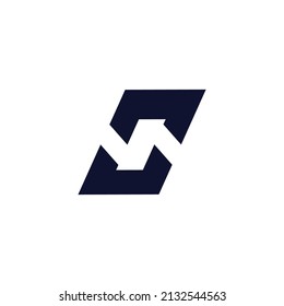 vector de logotipo geométrico simple de marco cuadrado de letra s