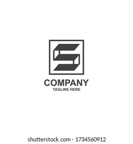 letter s with square logo design vector