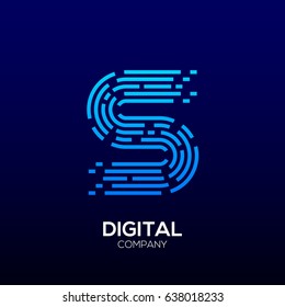 Letter S with Square shape, Dots and Lines logotype,Fast Speed, Delivery, Digital and Technology for your Corporate identity