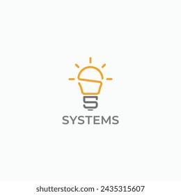 Letter S SS lightbulb shape icon simple linear logo vector illustration