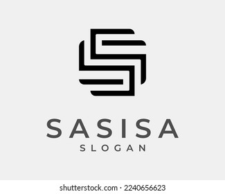 Letter S or SS Line Abstract Geometric Modern Contemporary Minimalist Monogram Vector Logo Design