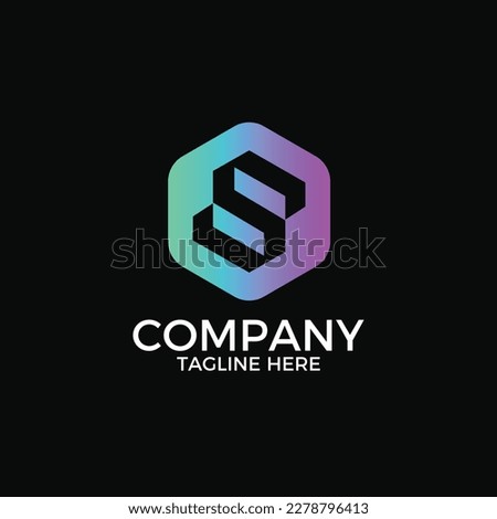 Letter S stair Logo Template. Letter S Hexagon Logo Template. Stair Logo Template.