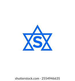 letter S star logo blue icon isolated 