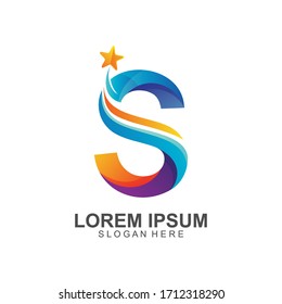 Letter s star logo design