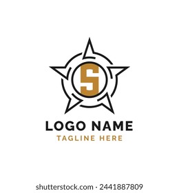 Letter S Star Logo Design. Alphabet S Logo with Star