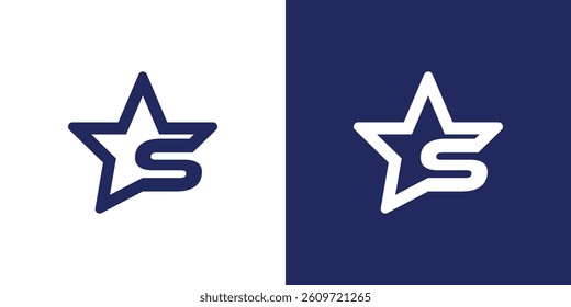 Letter s and star logo. Suitable for business logo, brand, interview show, podcast, quiz. Flat Vector Logo Design Template Element.