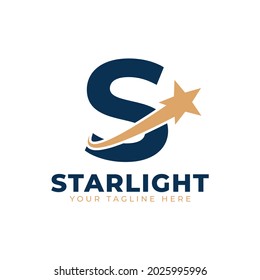 Letter S with Star Swoosh Logo Design. Suitable for Start up, Logistic, Business Logo Template