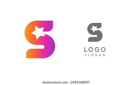 Letters Stern, lebendiges farbiges Logo für Medien, Unterhaltung, Technologie, Start-up, soziale Netzwerke, Kommunikation, digitale Marketing-Branchen. Vektorillustration