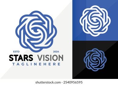 Carta S Star Vision Logo Icon Vetor Design. Ilustração de designs de logotipos simples e criativos