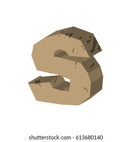 Letter S stone font. Rock alphabet symbol. Stones crag ABC sign