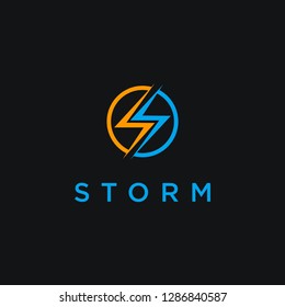 Letter S for storm logo icon vector template on black background