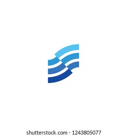 Letter S As Stream Flow Wifi Signal Water Wave Logo Design Vector