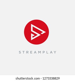 Letter S for stream play logo icon vector template on white background