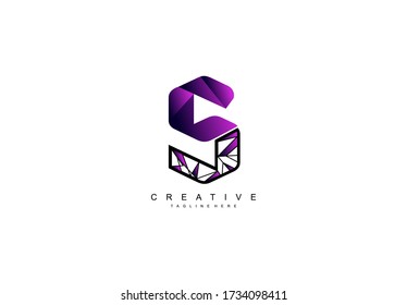 Letter S Stylish Monogram Polygonal Lines Modern Gradient Logo
