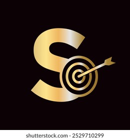 Letter S Success Logo Combine with Bow Target  Icon