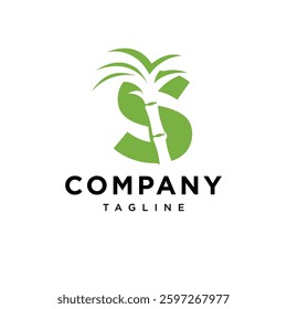 Letter S Sugarcane Logo Icon Vector