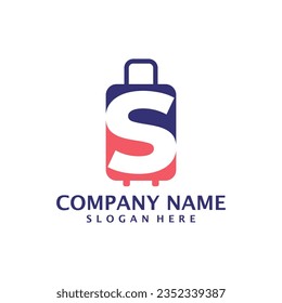 Letter S with Suitcase logo design vector. Initial S with Suitcase logo design template concept