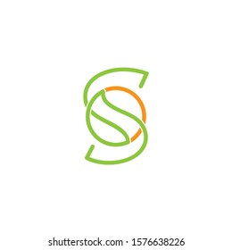 letter s sun leaf lines art logo vector