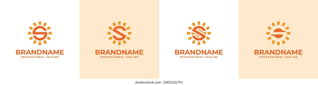 Letter S Sun Logo Set, suitable for business related to solar with S initial