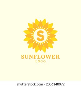 letter S sunflower warm and charming vector logo design
