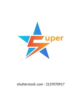 logotipo de monograma súper estrella de la letra S, logotipo de estrella simple vectorial para empresas, marca Identidad, logotipo personal