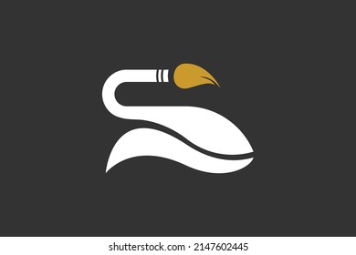 Letter S Swan and Brush Logo