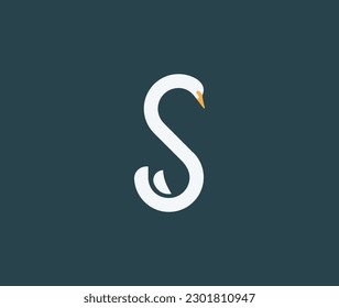 Letter S and Swan logo design with modern simple style