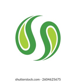 Letter S Swoosh Leaf Sphere Water Drop Vector Logo Template
